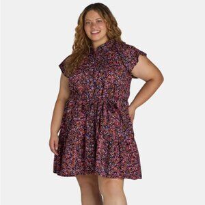 Terra & Sky Women's Plus Size Flutter Sleeve Mini Dress